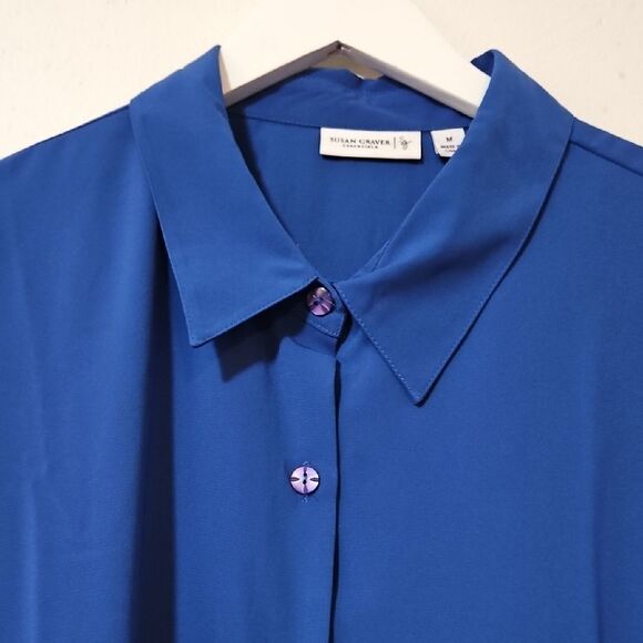 Susan Graver Essentials Royal Blue Blouse - Picture 3 of 7